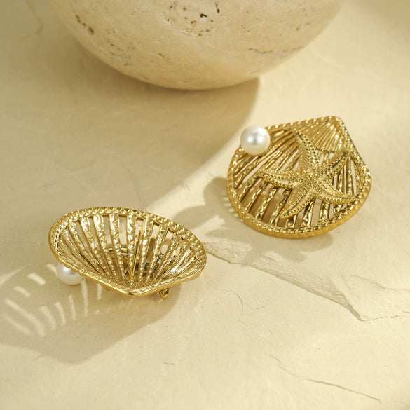 Wholesale Earrings Stainless Steel Geometric Starfish Electroplated For Women
