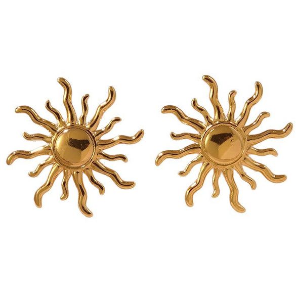 Wholesale Earrings Stainless Steel Geometric Sunflower Retro Classic Polishing