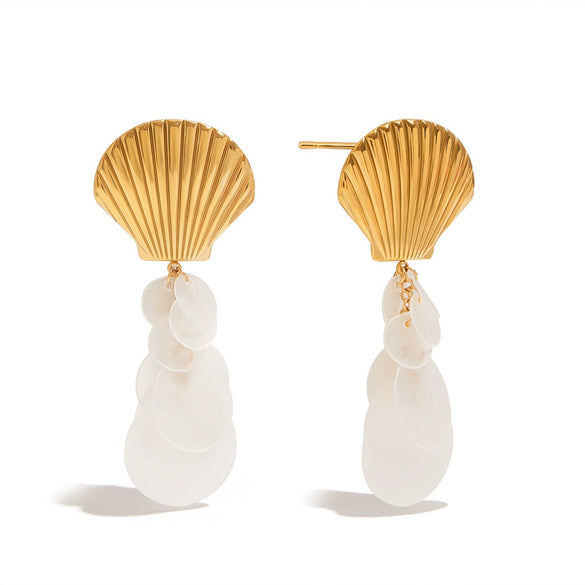 Wholesale Earrings Stainless Steel Geometric Tassel Retro Style 18K Gold Plated