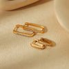 Wholesale Earrings Stainless Steel Geometric Zircon 18K Gold Plated Light Luxury Design For Women
