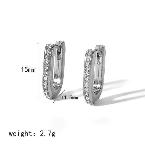 Wholesale Earrings Stainless Steel Geometric Zircon 18K Gold Plated Light Luxury Design For Women