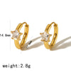 Wholesale Earrings Stainless Steel Geometric Zircon Light Luxury Style Electroplated For Women