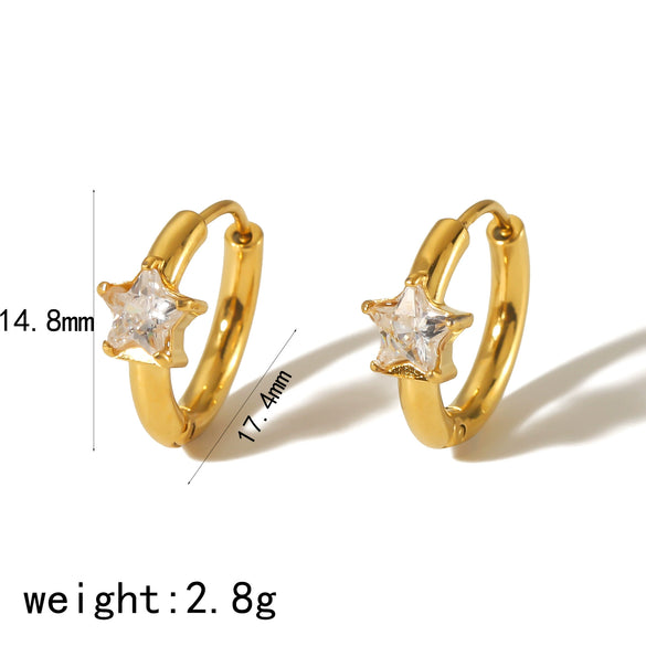 Wholesale Earrings Stainless Steel Geometric Zircon Light Luxury Style Electroplated For Women