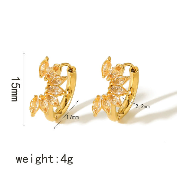 Wholesale Earrings Stainless Steel Geometric Zircon Light Luxury Style Electroplated For Women