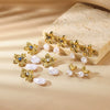 Wholesale Earrings Stainless Steel Gold Electroplated Geometric Heart Shaped Imitation Pearl Love Design Unisex