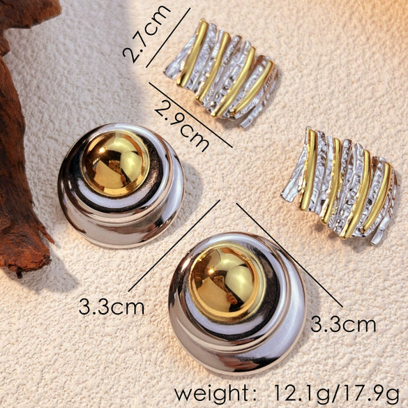 Wholesale Earrings Stainless Steel Gold Plated Geometric Heart Shape Design