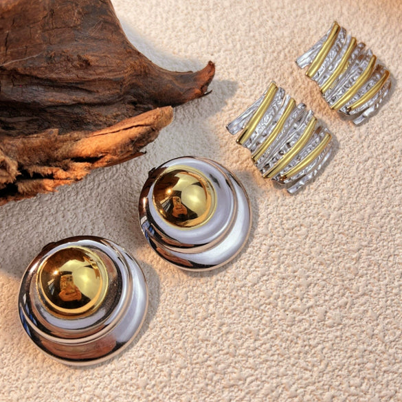Wholesale Earrings Stainless Steel Gold Plated Geometric Heart Shape Design