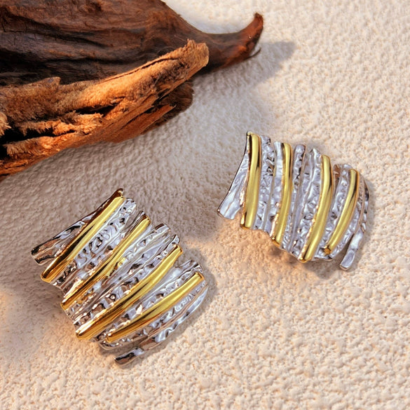 Wholesale Earrings Stainless Steel Gold Plated Geometric Heart Shape Design