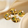 Wholesale Earrings Stainless Steel Gold Plated Geometric Pearl Irregular Texture