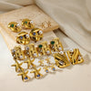 Wholesale Earrings Stainless Steel Gold Plated Geometric Pearl Irregular Texture
