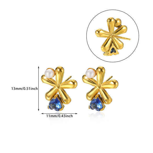 Wholesale Earrings Stainless Steel Gold Plated Geometric Pearl Irregular Texture