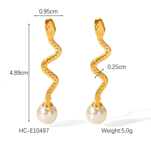 Wholesale Earrings Stainless Steel Gold Plated Love Pearl Animals Zodiac Heart Design