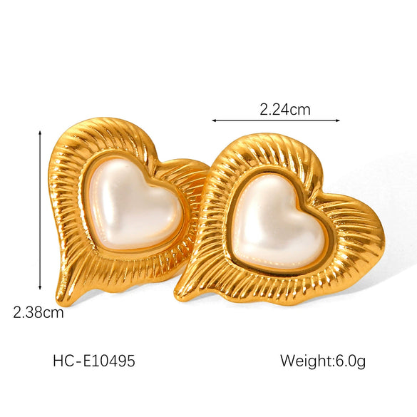 Wholesale Earrings Stainless Steel Gold Plated Love Pearl Animals Zodiac Heart Design