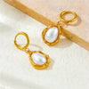 Wholesale Earrings Stainless Steel Gold Plated Retro Fashion Large Pearl Drop
