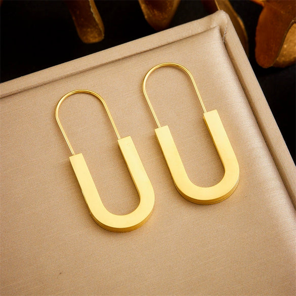 Wholesale Earrings Stainless Steel Gold Plated U Shape Geometric Fashion Accessories For Women