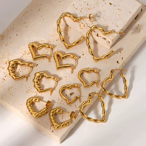 Wholesale Earrings Stainless Steel Heart Pattern Electroplated Simple Style For Women