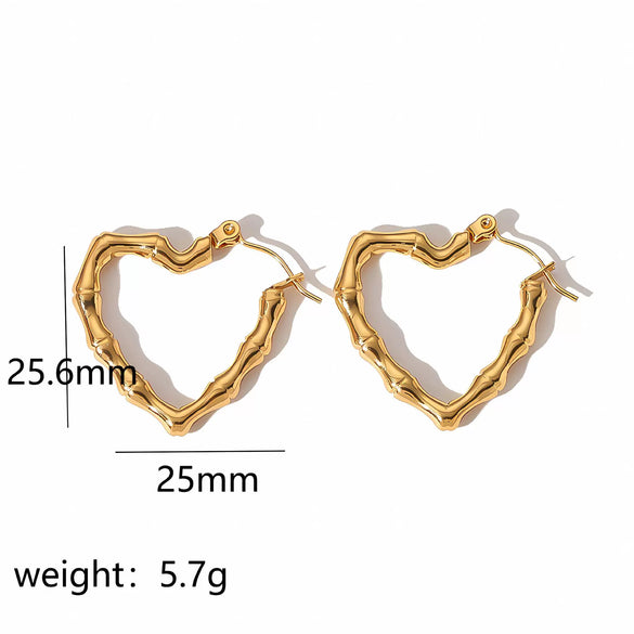 Wholesale Earrings Stainless Steel Heart Pattern Electroplated Simple Style For Women