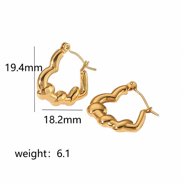 Wholesale Earrings Stainless Steel Heart Pattern Electroplated Simple Style For Women