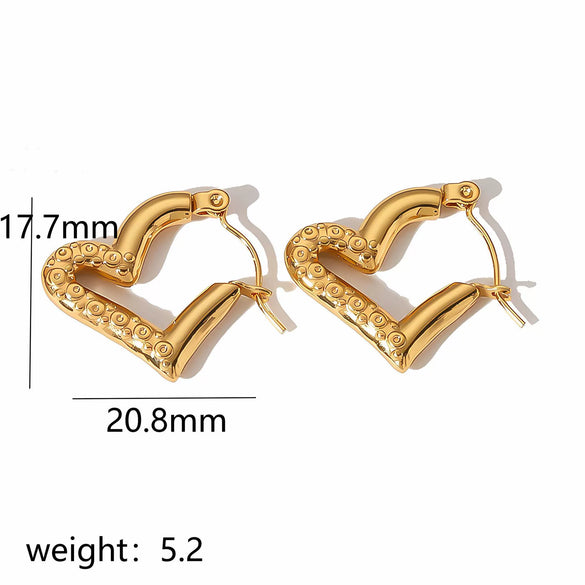 Wholesale Earrings Stainless Steel Heart Pattern Electroplated Simple Style For Women