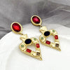 Wholesale Earrings Stainless Steel Heart Shape French Retro Electroplating Multicolor Gem Women's
