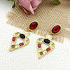 Wholesale Earrings Stainless Steel Heart Shape French Retro Electroplating Multicolor Gem Women's
