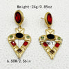 Wholesale Earrings Stainless Steel Heart Shape French Retro Electroplating Multicolor Gem Women's