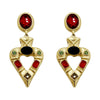 Wholesale Earrings Stainless Steel Heart Shape French Retro Electroplating Multicolor Gem Women's