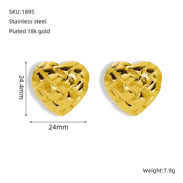Wholesale Earrings Stainless Steel Heart Shape Water Plated Retro Style For Women