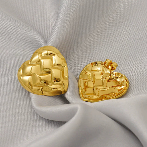 Wholesale Earrings Stainless Steel Heart Shape Water Plated Retro Style For Women