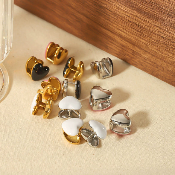 Wholesale Earrings Stainless Steel Heartshaped Doublesided Love Electroplating For Women