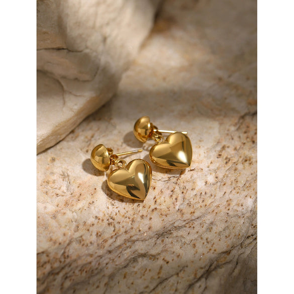 Wholesale Earrings Stainless Steel Hemispherical Heart Shape Gold And Silver Color Electroplated