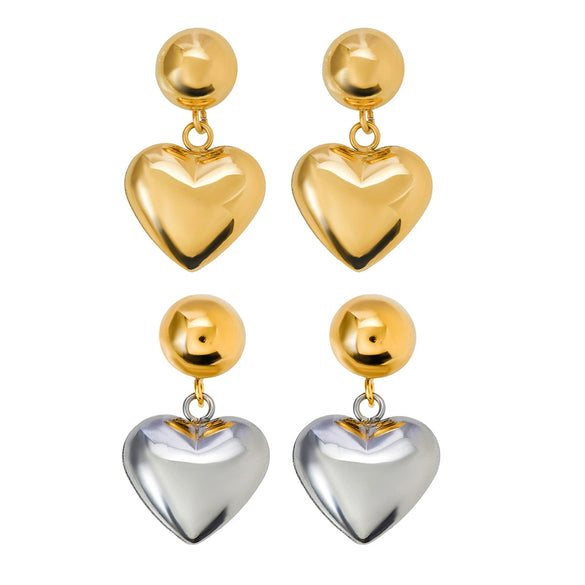 Wholesale Earrings Stainless Steel Hemispherical Heart Shape Gold And Silver Color Electroplated