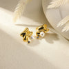 Wholesale Earrings Stainless Steel Imitation Pearl Geometric Flower Bow Leaf Shaped Electroplated