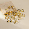 Wholesale Earrings Stainless Steel Imitation Pearl Geometric Flower Bow Leaf Shaped Electroplated