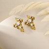 Wholesale Earrings Stainless Steel Imitation Pearl Geometric Flower Bow Leaf Shaped Electroplated