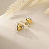 Wholesale Earrings Stainless Steel Imitation Pearl Geometric Flower Bow Leaf Shaped Electroplated