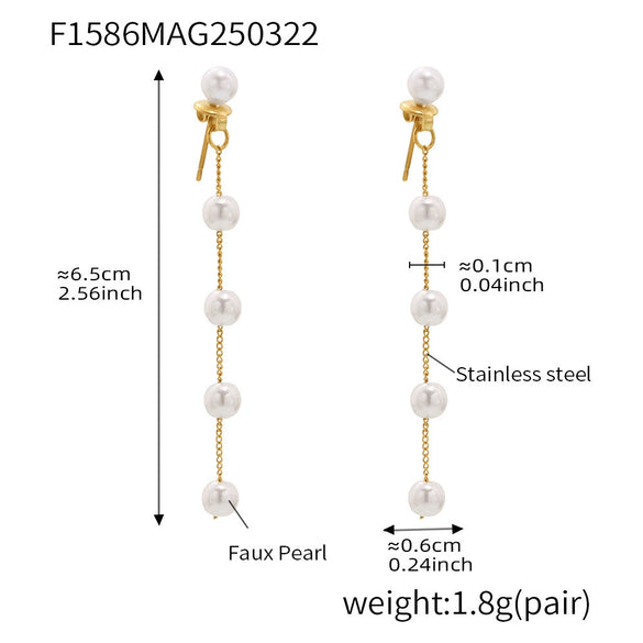 Wholesale Earrings Stainless Steel Imitation Pearl Geometric Light Luxury Style Electroplated