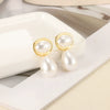 Wholesale Earrings Stainless Steel Imitation Pearl Geometric Rococo Style Electroplated