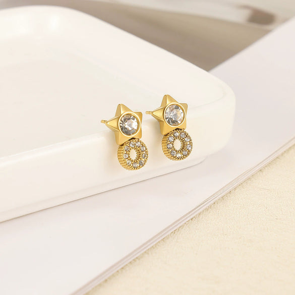 Wholesale Earrings Stainless Steel Imitation Pearl Geometric Rococo Style Electroplated