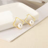 Wholesale Earrings Stainless Steel Imitation Pearl Geometric Rococo Style Electroplated