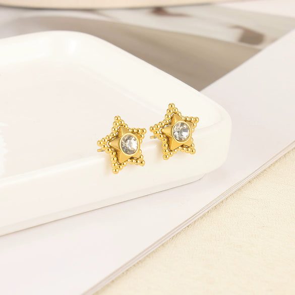 Wholesale Earrings Stainless Steel Imitation Pearl Geometric Rococo Style Electroplated