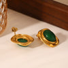 Wholesale Earrings Stainless Steel Inlaid Natural Stone Retro Palace Style Electroplated