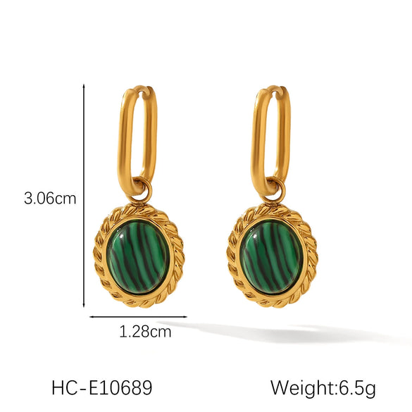 Wholesale Earrings Stainless Steel Inlaid Natural Stone Retro Palace Style Electroplated