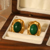 Wholesale Earrings Stainless Steel Inlaid Natural Stone Retro Palace Style Electroplated