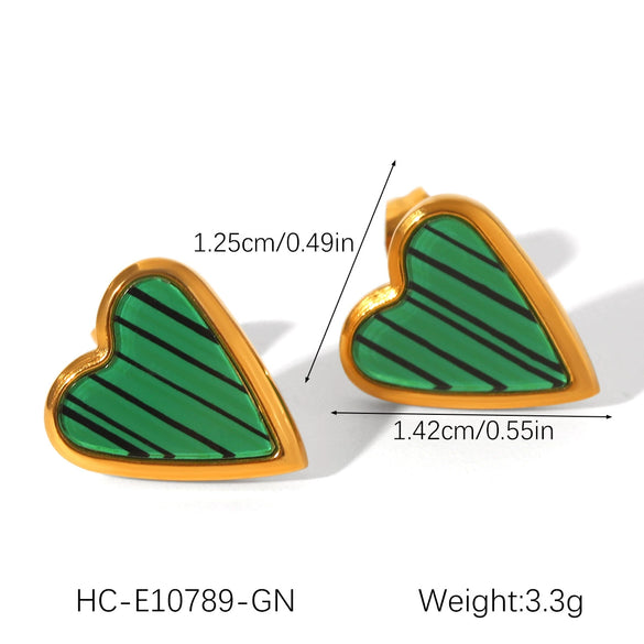 Wholesale Earrings Stainless Steel Inlaid Natural Stone Retro Palace Style Electroplated