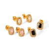 Wholesale Earrings Stainless Steel Inlaid Zircon Geometric Light Luxury Style For Women
