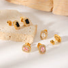Wholesale Earrings Stainless Steel Inlaid Zircon Geometric Light Luxury Style For Women