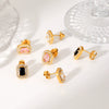 Wholesale Earrings Stainless Steel Inlaid Zircon Geometric Light Luxury Style For Women