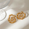 Wholesale Earrings Stainless Steel 18K Electroplated Geometric Pattern Simple Fashion Hammer Wave Design For Women