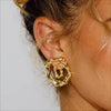 Wholesale Earrings Stainless Steel 18K Electroplated Geometric Pattern Simple Fashion Hammer Wave Design For Women